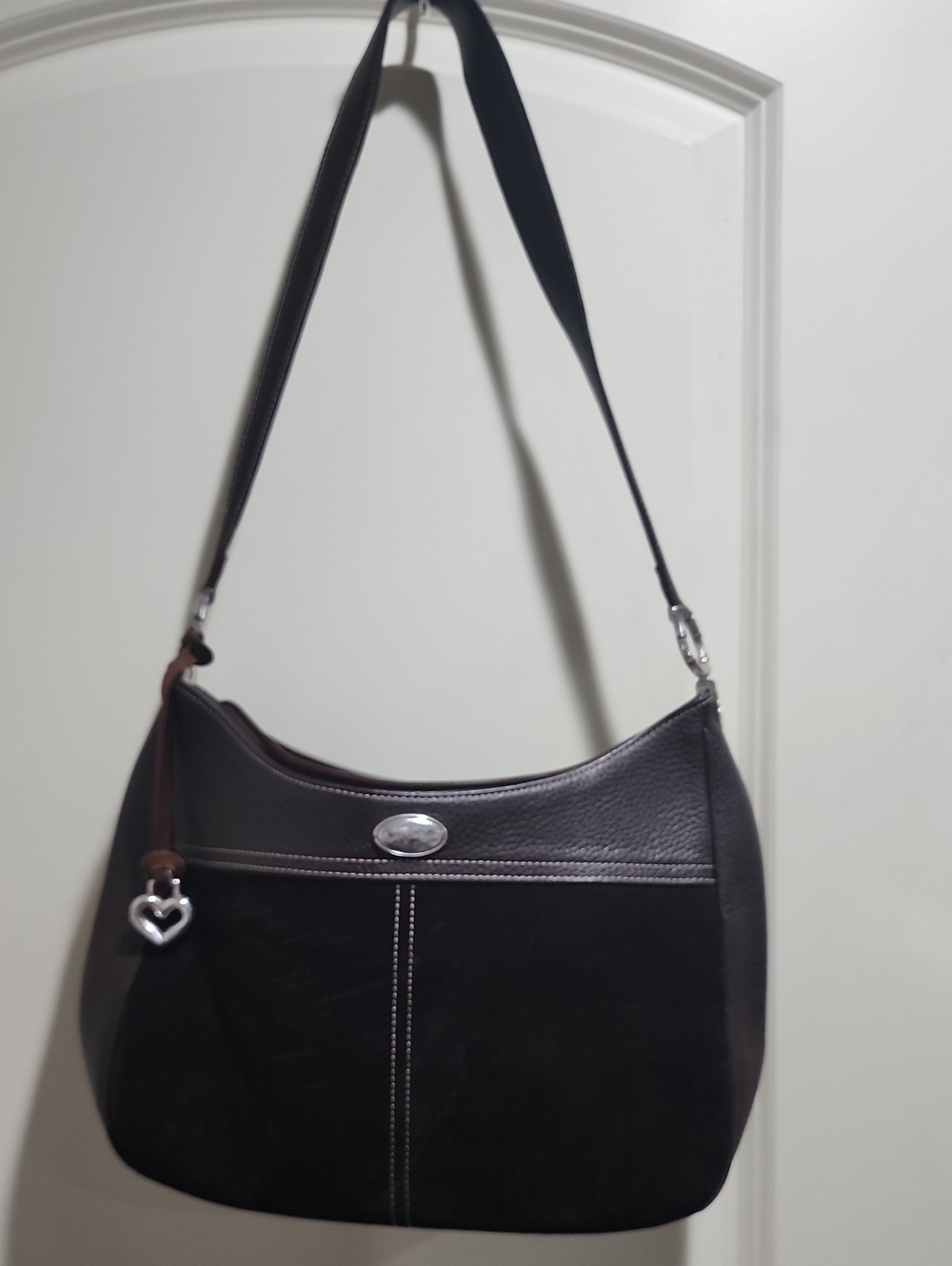 Brighton Brown Suede and Pebbled Leather Shoulder Bag